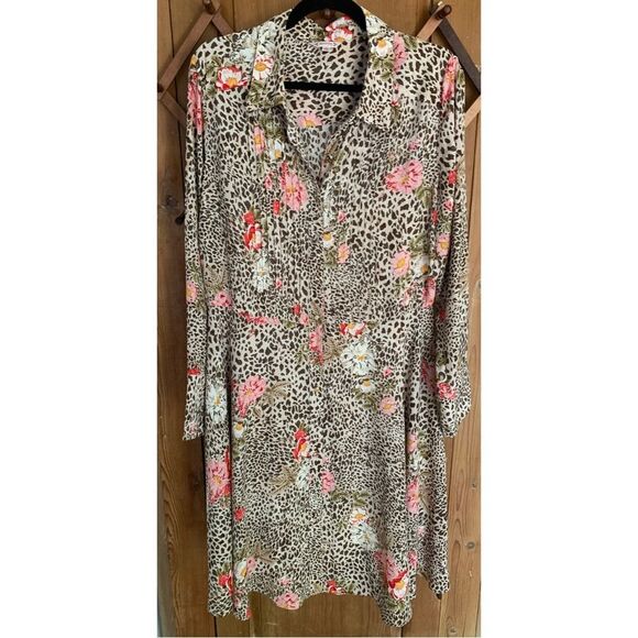 Nanette Lepore Dresses & Skirts - Nanette Lepore leopard floral print long sleeve flared dress